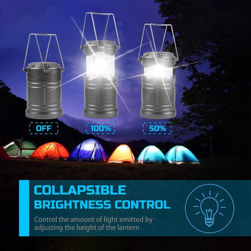 Load image into Gallery viewer, Lichamp LED Lanterns, 4 Pack Pop Up Lanterns for Power Outages, Bright Battery Powered Hanging Lanterns for Outdoor Camping Hiking, Emergency Survival Lights for Hurricane Collapsible, Dark Gray
