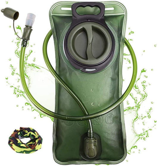 Hydration Bladder, 3L Water Bladder for Hiking Backpack Leak Proof Water Reservoir Storage, 3 Liter BPA-Free Water Pouch Hydration Pack Replacement for Biking Climbing Cycling Running, Military Green