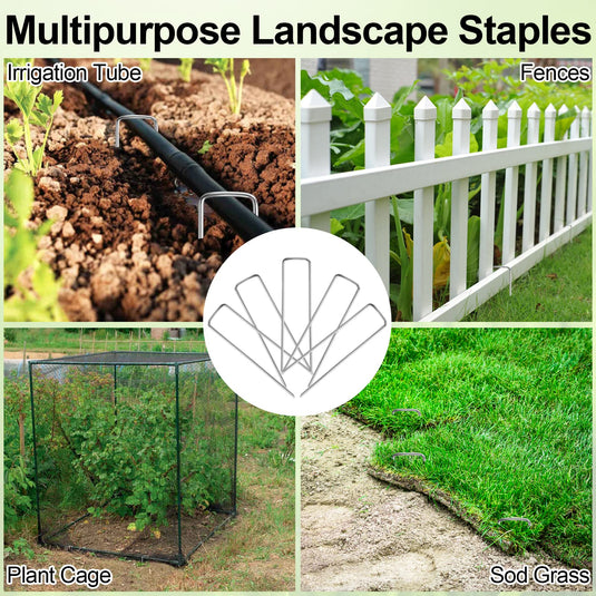 24 Pack Garden Stakes, U-Shaped Tent Stakes, Galvanized Landscape Staples, Ground Stakes, for Landscaping Securing Weed Barrier Fabric, Irrigation Tubing, Holding Fence, Tarpaulin