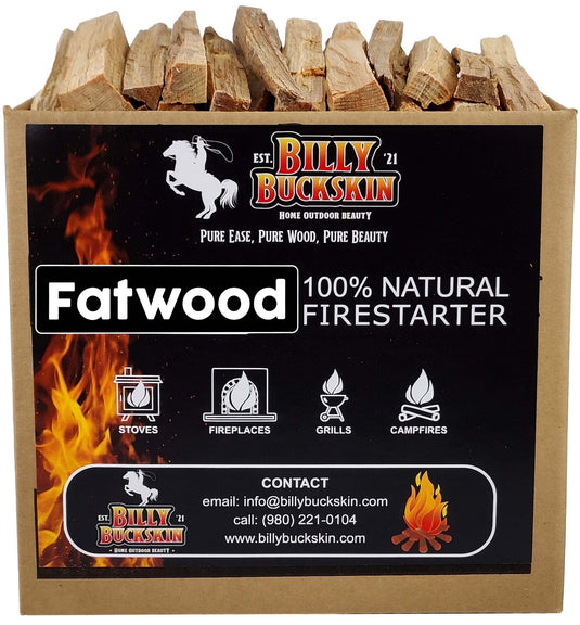 Billy Buckskin 10 lbs. Fatwood Fire Starter Sticks Camping Essentials | Great Fire Logs and Fire Starters for Campfires, Wood Stoves, Fireplaces, Bonfires | Start a Fire with 2 Sticks | 10 lb Box