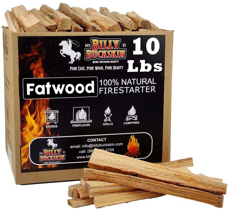 Load image into Gallery viewer, Billy Buckskin 10 lbs. Fatwood Fire Starter Sticks Camping Essentials | Great Fire Logs and Fire Starters for Campfires, Wood Stoves, Fireplaces, Bonfires | Start a Fire with 2 Sticks | 10 lb Box

