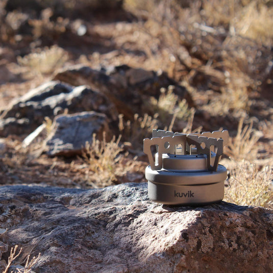 Kuvik Titanium Alcohol Stove - Ultralight and Compact Stove for Backpacking, Camping, and Survival