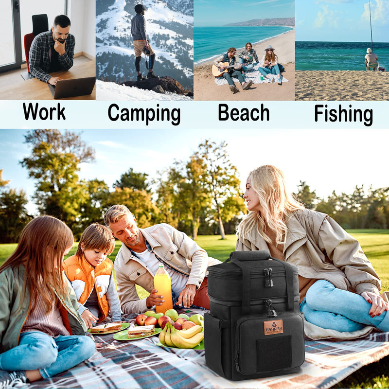 Load image into Gallery viewer, HSHRISH Tactical Lunch Box, Large Expandable Insulated Lunch Bag, Durable Waterproof Leakproof Cooler Bag for Adults/Men/Women/Work Outdoor Beach Trips, 20 Cans/15 L, Black
