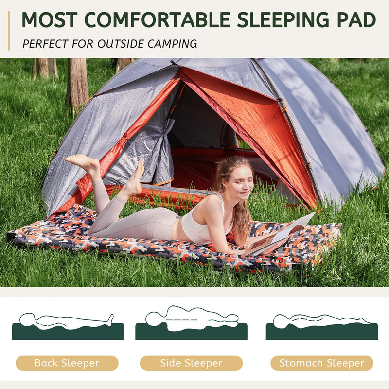 Load image into Gallery viewer, HomeMate CertiPUR-US Memory Foam Camping Mattress Pad Portable Roll Up for Adults Sleeping Mat Cot Car Tent Floor Removable Waterproof Cover Travel Bag Guest Bed, Orange, Single/75“*30&#39;&#39;*3“
