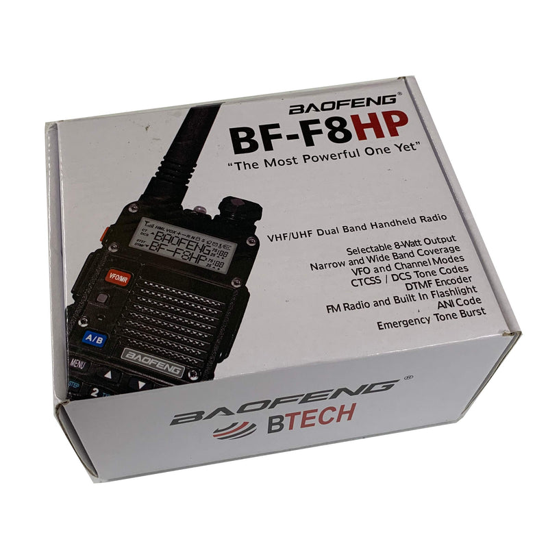 Load image into Gallery viewer, BAOFENG BF-F8HP (UV-5R 3rd Gen) 8-Watt Dual Band Two-Way Radio (136-174MHz VHF &amp; 400-520MHz UHF) Includes Full Kit with Large Battery
