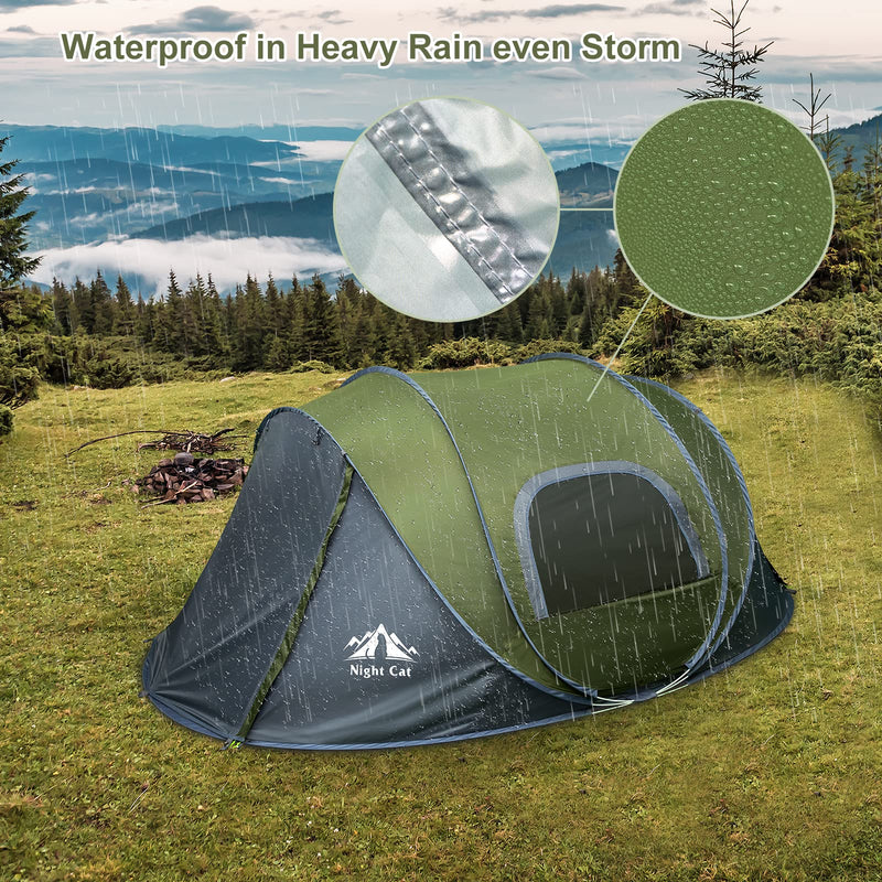 Load image into Gallery viewer, Night Cat Pop-up Camping Tent: 4 Person Tent Waterproof Instant Easy Setup Family Tent
